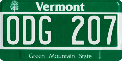 VT license plate ODG207
