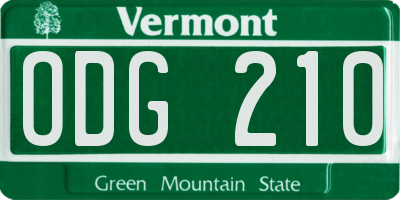 VT license plate ODG210