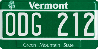 VT license plate ODG212