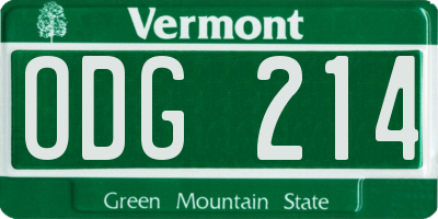 VT license plate ODG214