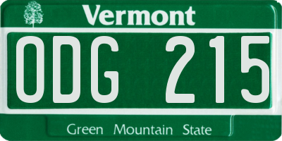 VT license plate ODG215