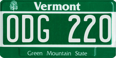 VT license plate ODG220