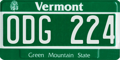 VT license plate ODG224