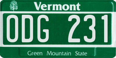 VT license plate ODG231