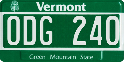VT license plate ODG240