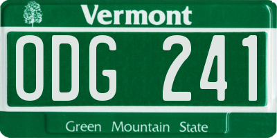 VT license plate ODG241