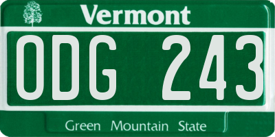 VT license plate ODG243