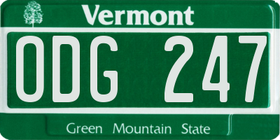 VT license plate ODG247