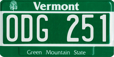 VT license plate ODG251