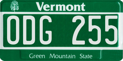 VT license plate ODG255