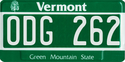 VT license plate ODG262