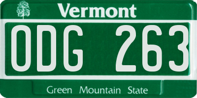 VT license plate ODG263