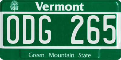 VT license plate ODG265