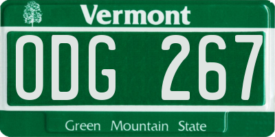 VT license plate ODG267