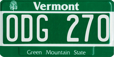 VT license plate ODG270