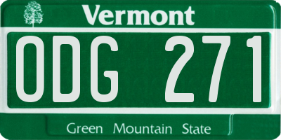 VT license plate ODG271