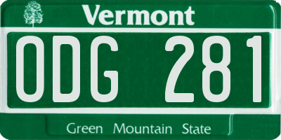 VT license plate ODG281