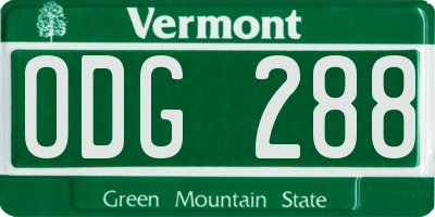 VT license plate ODG288