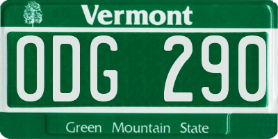 VT license plate ODG290
