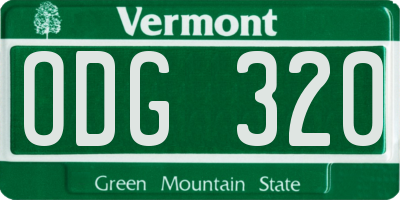 VT license plate ODG320