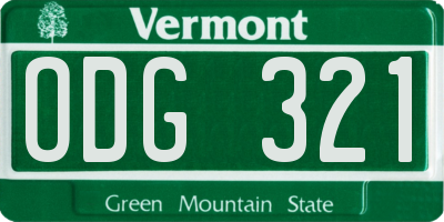 VT license plate ODG321