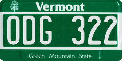 VT license plate ODG322