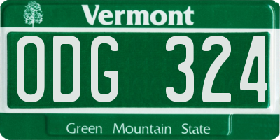VT license plate ODG324