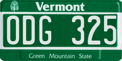 VT license plate ODG325