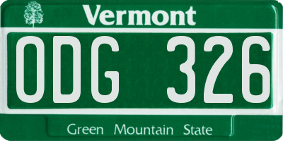 VT license plate ODG326