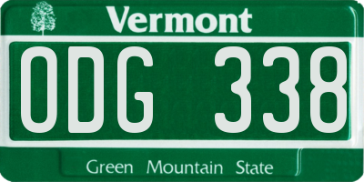 VT license plate ODG338