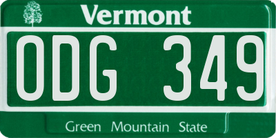 VT license plate ODG349