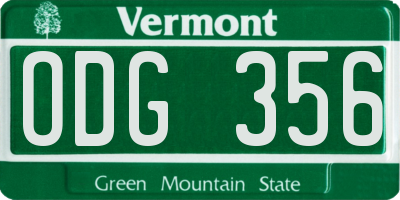 VT license plate ODG356