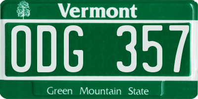 VT license plate ODG357