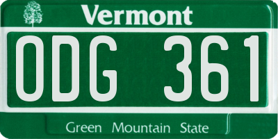 VT license plate ODG361