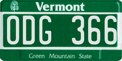 VT license plate ODG366