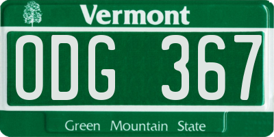 VT license plate ODG367