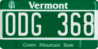 VT license plate ODG368