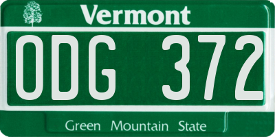 VT license plate ODG372