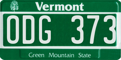 VT license plate ODG373