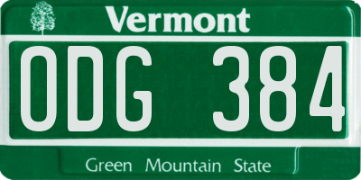 VT license plate ODG384