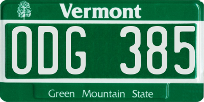 VT license plate ODG385