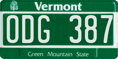VT license plate ODG387