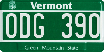 VT license plate ODG390