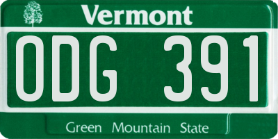 VT license plate ODG391