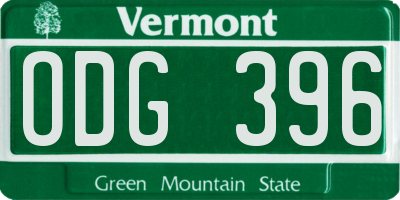 VT license plate ODG396