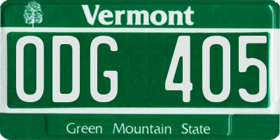 VT license plate ODG405