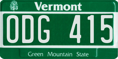 VT license plate ODG415