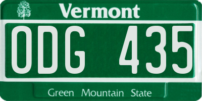 VT license plate ODG435