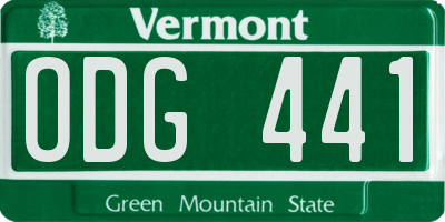 VT license plate ODG441