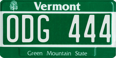 VT license plate ODG444